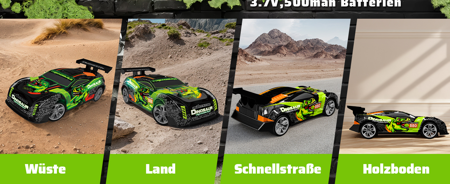 Радіокерований Monstertruck 1:20 2.4GHz Динозавр - швидкість 20 км/год, LED, Музика, для хлопчиків та дівчаток від 3 років