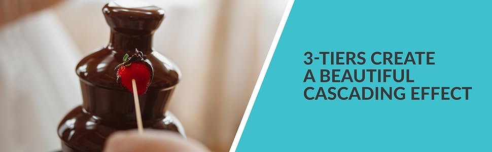 Шоколадний фонтан Nostalgia 3-ярусний електричний для вечірок – розтоплює сир, кесо, цукерки та лікер. Ідеально для занурення фруктів, овочів та іншого. Чорний колір.