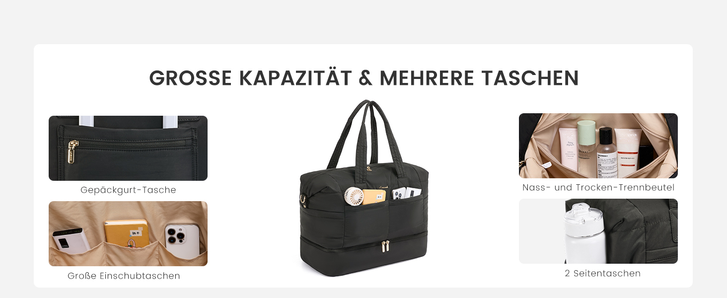 Сумка-мішок LOVEVOOK для подорожей, 52x38x25 см, 50 л (для вихідних, клініки, пологового будинку, авіаперельотів, спорту)