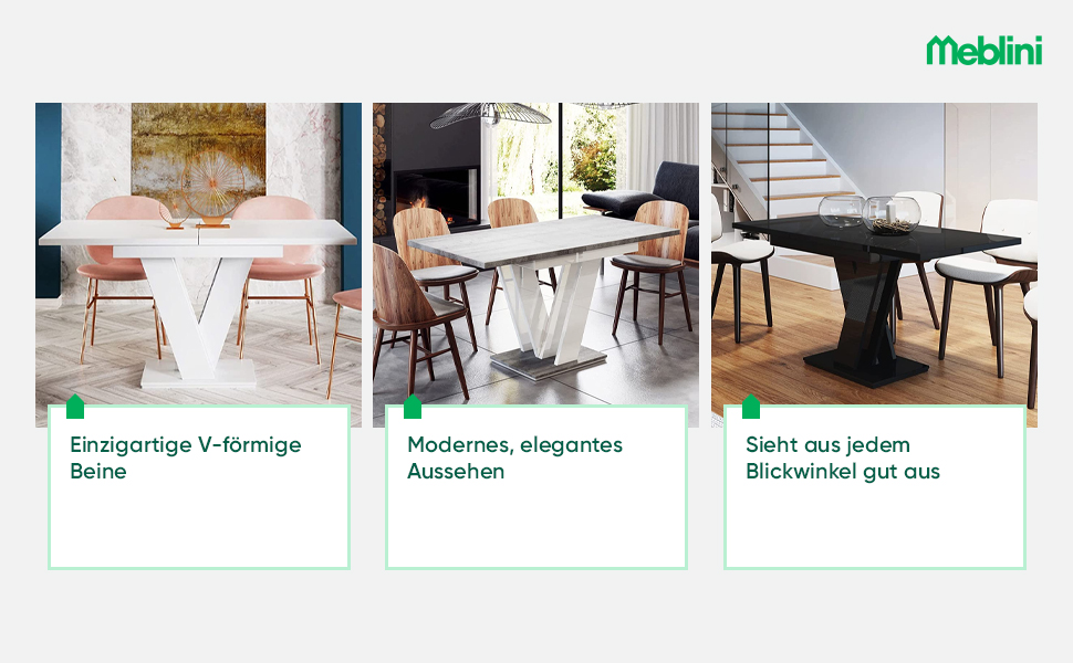 Обідній стіл Meble Line розсувний, сучасний дизайн, 120-160x80x75 см, чорний/білий глянцевий МДФ