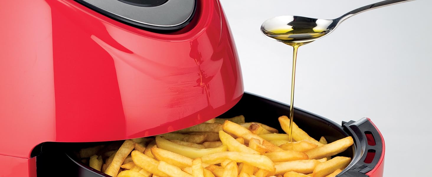 Аерофритюрниця Ariete Airy Fryer XXL 4618, 7 л, 1800 Вт, сенсорний LCD-дисплей, 7 програм, таймер 60 хв, червона