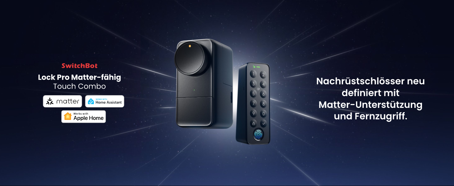 SwitchBot Smart Lock Pro Matter: Розумний замок з акумулятором, Matter, WiFi, сумісний з Apple Home, Alexa, Google Home