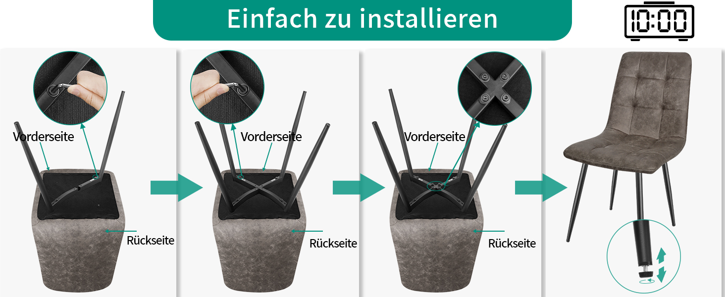 Набір обідніх стільців Techno, коричневі, з металевими ніжками, для кухні, вітальні, зони очікування (6 шт.)
