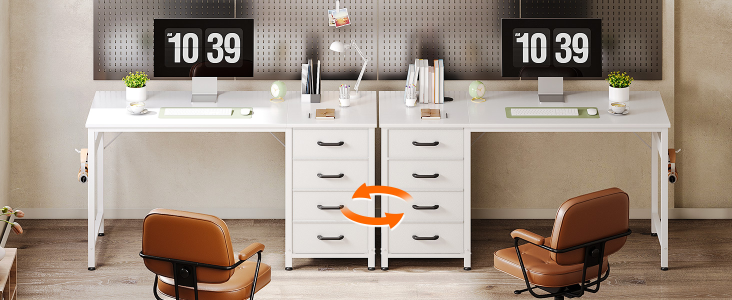 Комп'ютерний стіл ODK з 4 шухлядами 120x48x75.7 см, білий, з тримачем для навушників