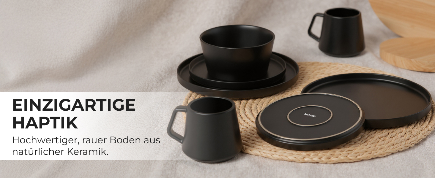 Набір посуду Miamio для 8 осіб (24 елементи) з каменю, сучасний сервіз, підходить для миття в посудомийній машині та використання в мікрохвильовій печі, білий колір