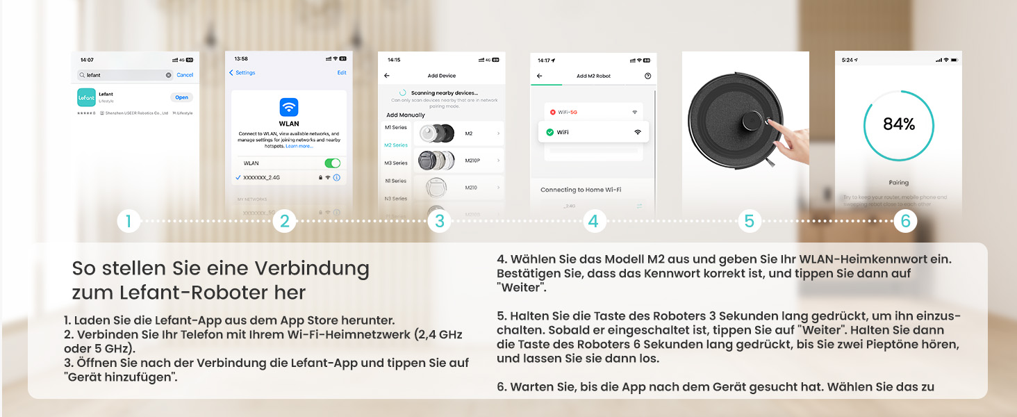 Робот-пилосос LEFANT M2 з функцією миття, LiDAR-навігацією, зоною заборони, потужністю 6000Pa, часом роботи 140хв, багатоступеневим картуванням, для видалення шерсті тварин, килимів та твердих поверхонь (M2-B)