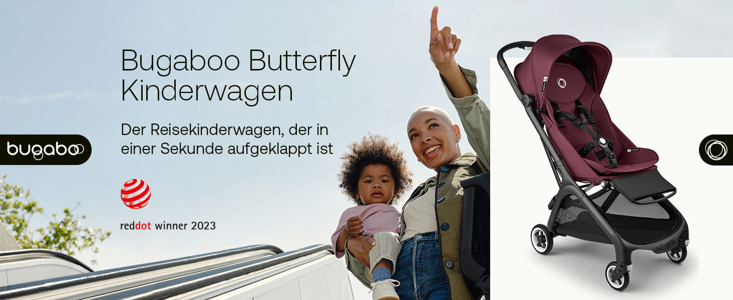 Bugaboo Butterfly - ультракомпактна дитяча коляска, легка та зручна, складається одним рухом, для дітей від 6 місяців, великий об'єм багажника (Dark Cherry)