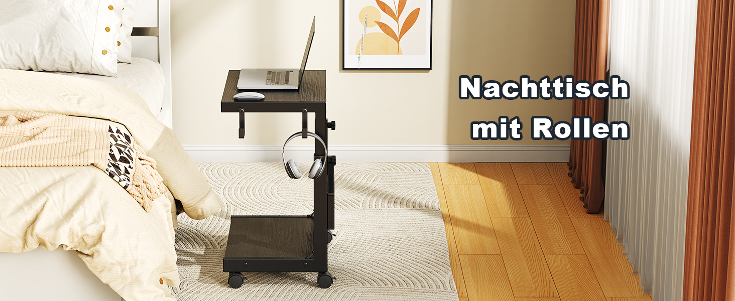 Регульована підставка для комп'ютера Tower, чорна, 44x30x44-59.5 см з ATX корпусом та місцем для зберігання