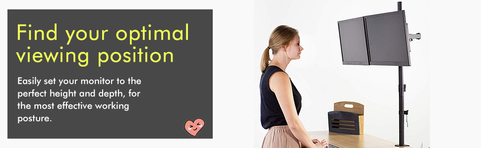 Тримач для монітора на стіл для 2 моніторів, регульована висота 80 см, чорний, MD6842