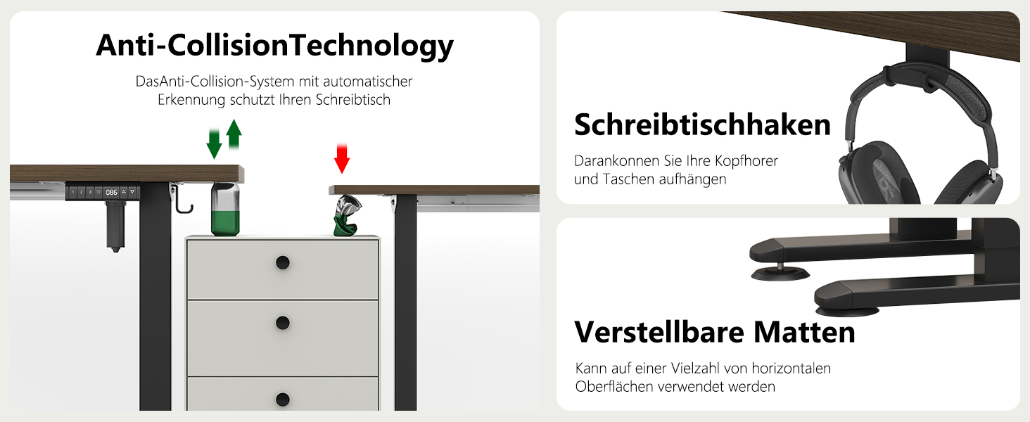 Регульований стіл Flamaker: електричний, з пам'яттю, для офісу, 180x80 см, колір горіх