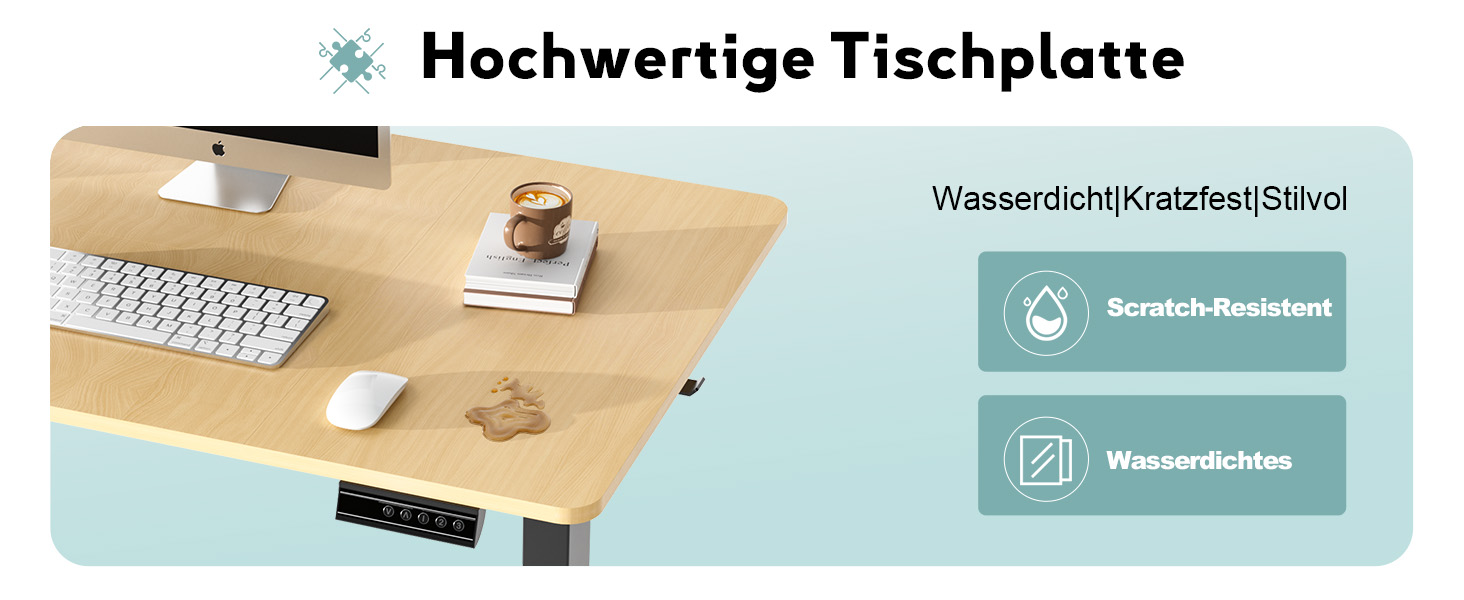 Регульований стіл, електричний, 120x60 см, 3 функції пам'яті, з кабелеуправлінням та гачками. Дерев'яний колір