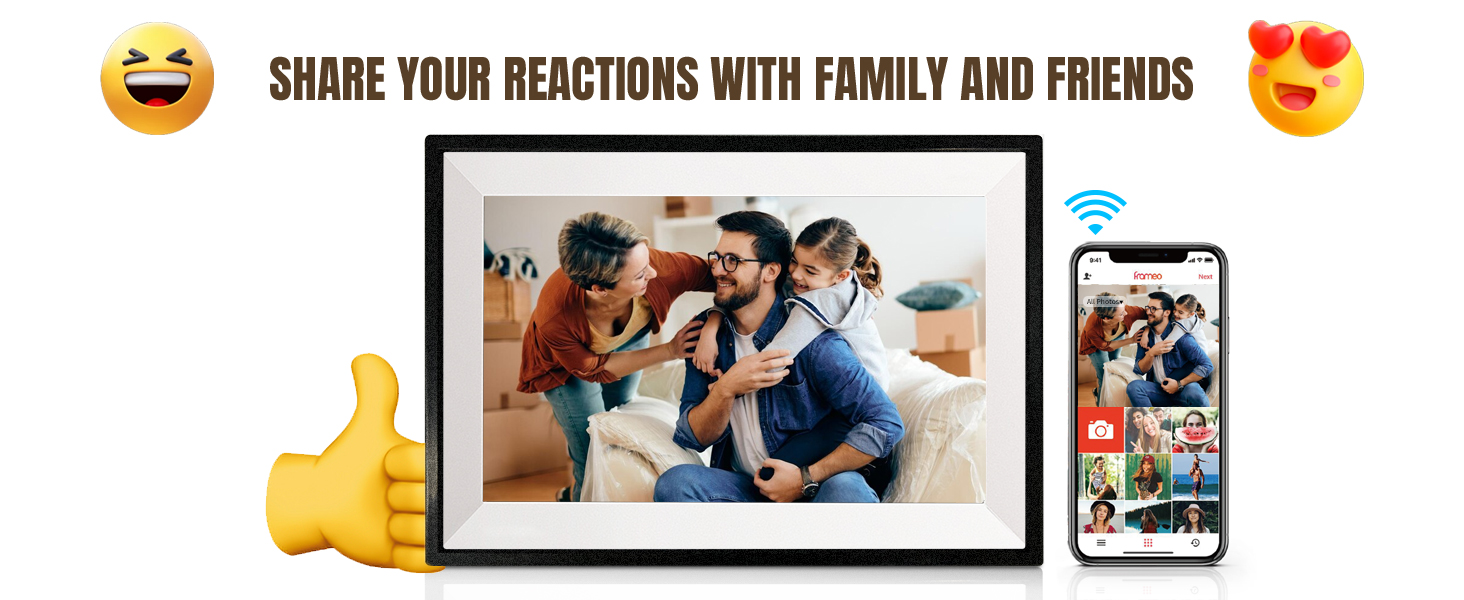 Цифровий фоторамка Aorpdd з Wi-Fi, 10.1 дюйма, HD IPS, сенсорний екран, 32GB, автоматичне обертання, Frameo App, чорний