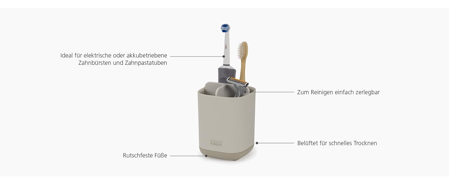 Набір для ванної кімнати Joseph Joseph Bathroom Beauties: миска, тримач для зубних щіток та дозатор мила, нержавіюча сталь, бежевий