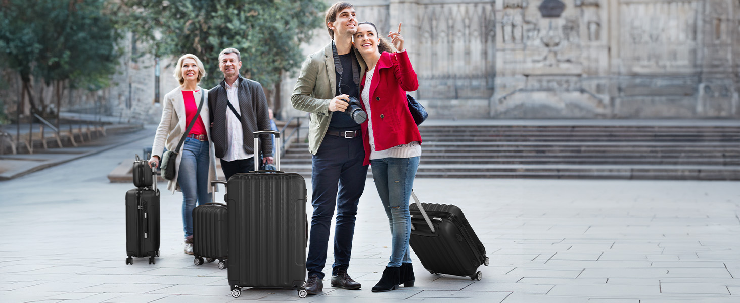 Набір валіз LEADZM 3 шт. з захистом кутів, ABS, телескопічний ручка, ручна поклажа (Бургунді)