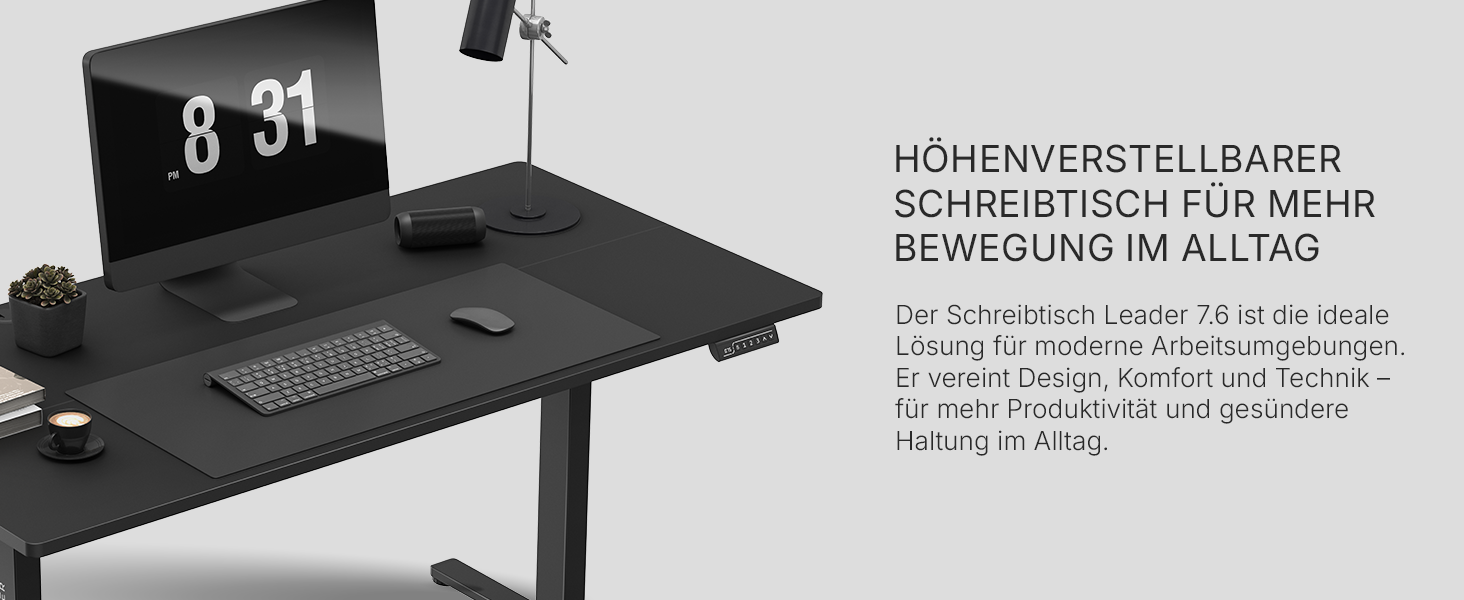 Стіл письмовий регульований по висоті MARK ADLER Leader 7.4 White, 140x70 см, білий, з пам'яттю, сенсорним керуванням, кабелепроводом, тримачем для навушників та напоїв