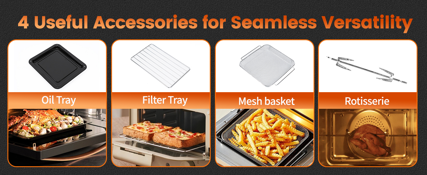 Фритюрниця без олії Emphsism Dual Zone XXL 1800W з LED-дисплеєм, 15 програм, 14л, з аксесуарами та книгою рецептів