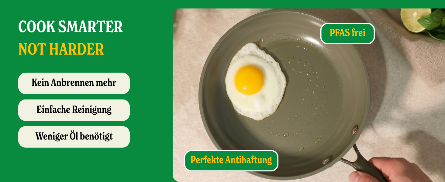 Набір сковорідок Cook&Pan Induktion Dark Olive 24/28 см з керамічним антипригарним покриттям Greenshield (без PFAS та тефлону) - 2 шт.