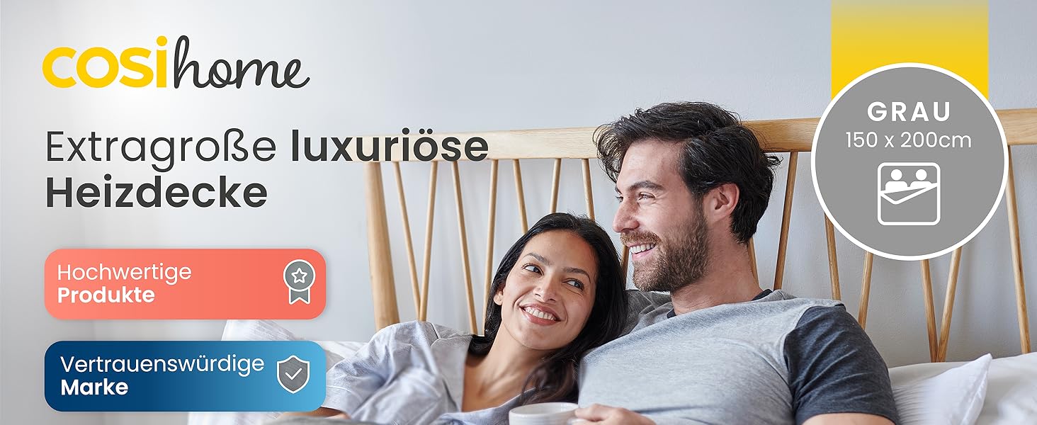 Електрична ковдра Cosi Home 180x130 см з таймером, захистом від перегріву та 10 рівнями нагріву - Кремовий колір