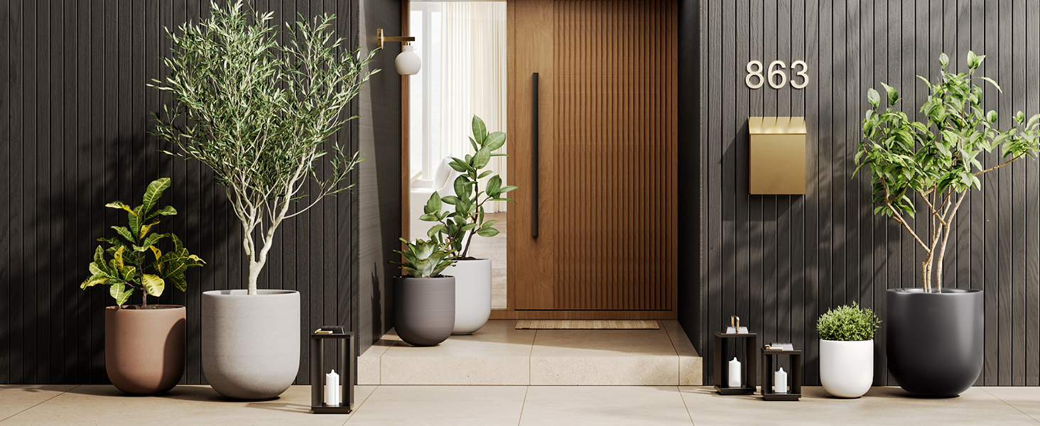 Керамічний горщик для квітів LE TAUCI, 25 см, чорний, з дренажним отвором