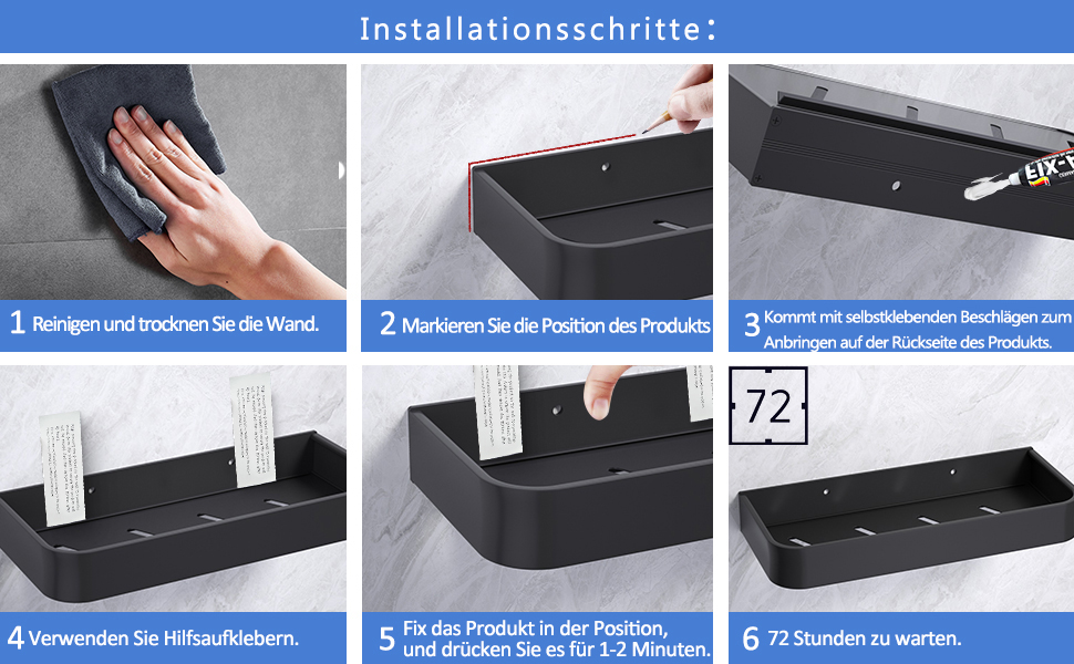 Поличка для душу без свердління, 2 шт. Алюмінієва поличка для душу та ванної кімнати, чорна