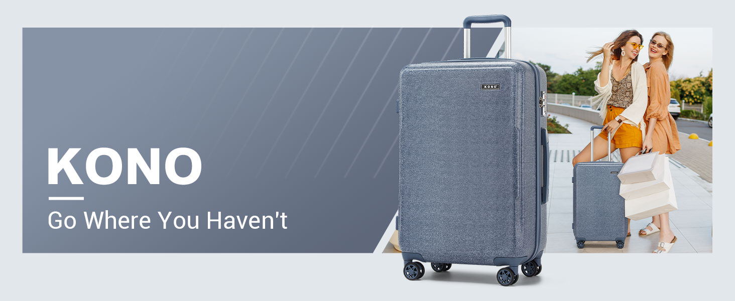 Чемодан KONO середнього розміру з жорсткою обшивкою, ABS+PC, 60L, білий/коричневий, з TSA замком