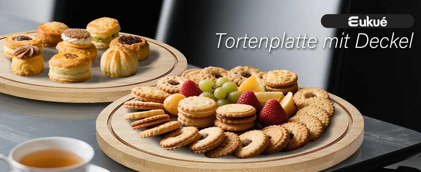 Дерев'яний підставка для тортів з кришкою, обертова тарілка для випічки, декор для тортів | Eukue