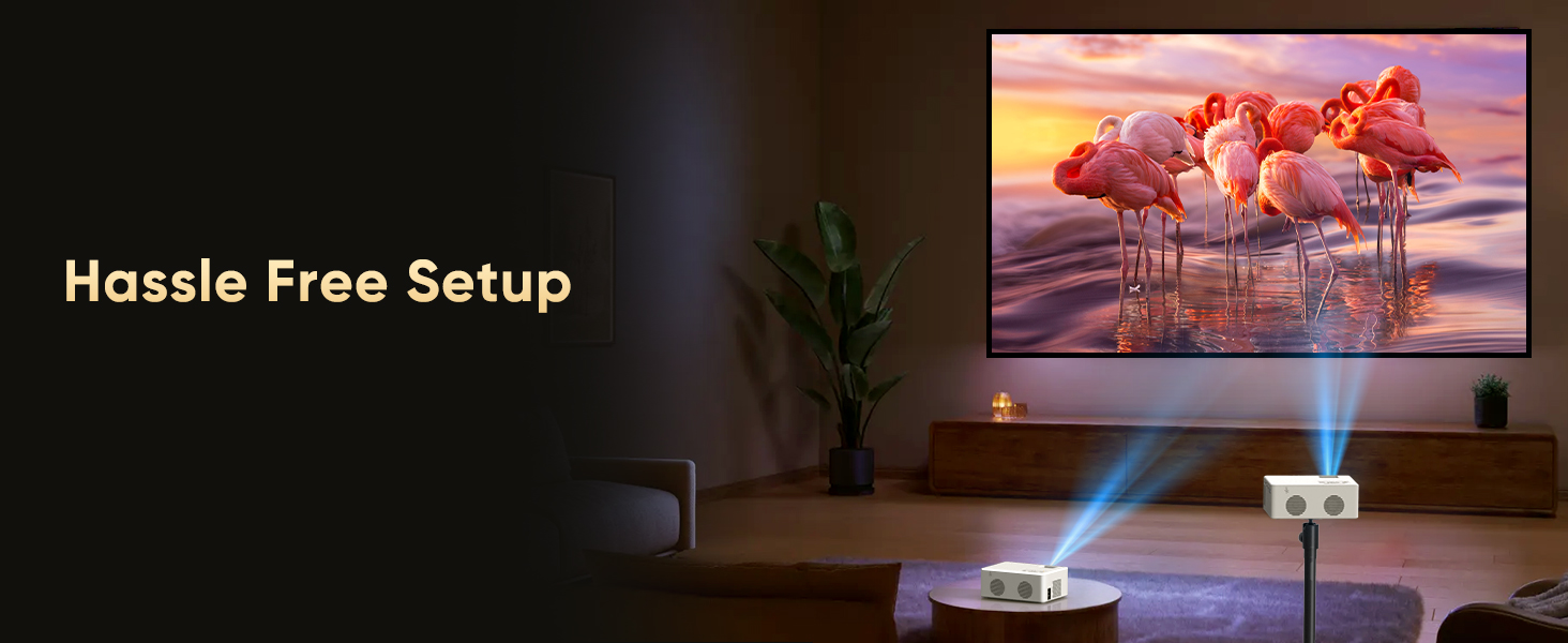 Mini проєктор Bluetooth Full HD 1080P: портативний проєктор для iOS, Android, Windows з пульт, 50% зум