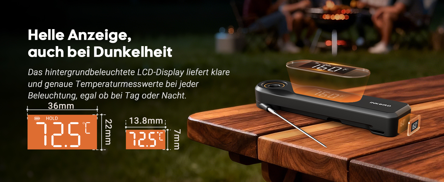 Цифровий термометр для м'яса INKBIRD IHT-51K: кухонний електронний термометр для гриля, духовки та BBQ, водонепроникний IP65, з ультратонким щупом 1.8 мм
