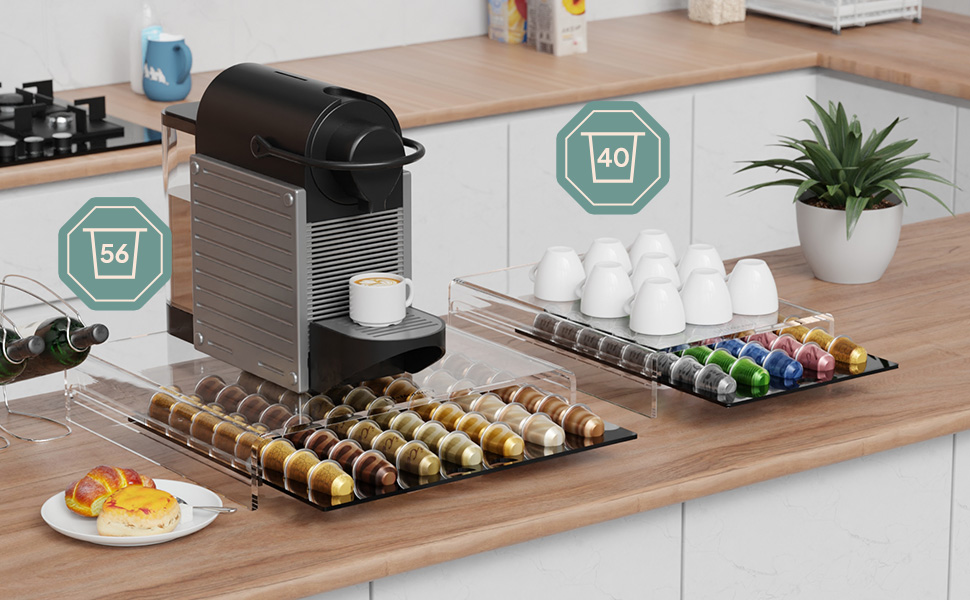 Організатор для капсул Nespresso LifeMoreasy - контейнер для 40 капсул, прозорий, висувний, для зберігання кави