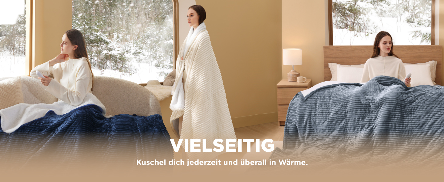 Електрична ковдра BEDSURE з автовимкненням, 130x180 см, сіра. Ковдра з підігрівом, 6 температурних режимів, таймер 10 годин. Чудовий подарунок для жінок та мами на Різдво.