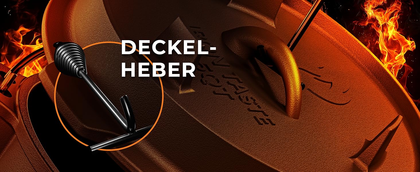 Чавунний казан Dutch Oven 9л з ніжками та знімачем кришки, набір для приготування їжі на відкритому вогні (на 6-10 осіб)