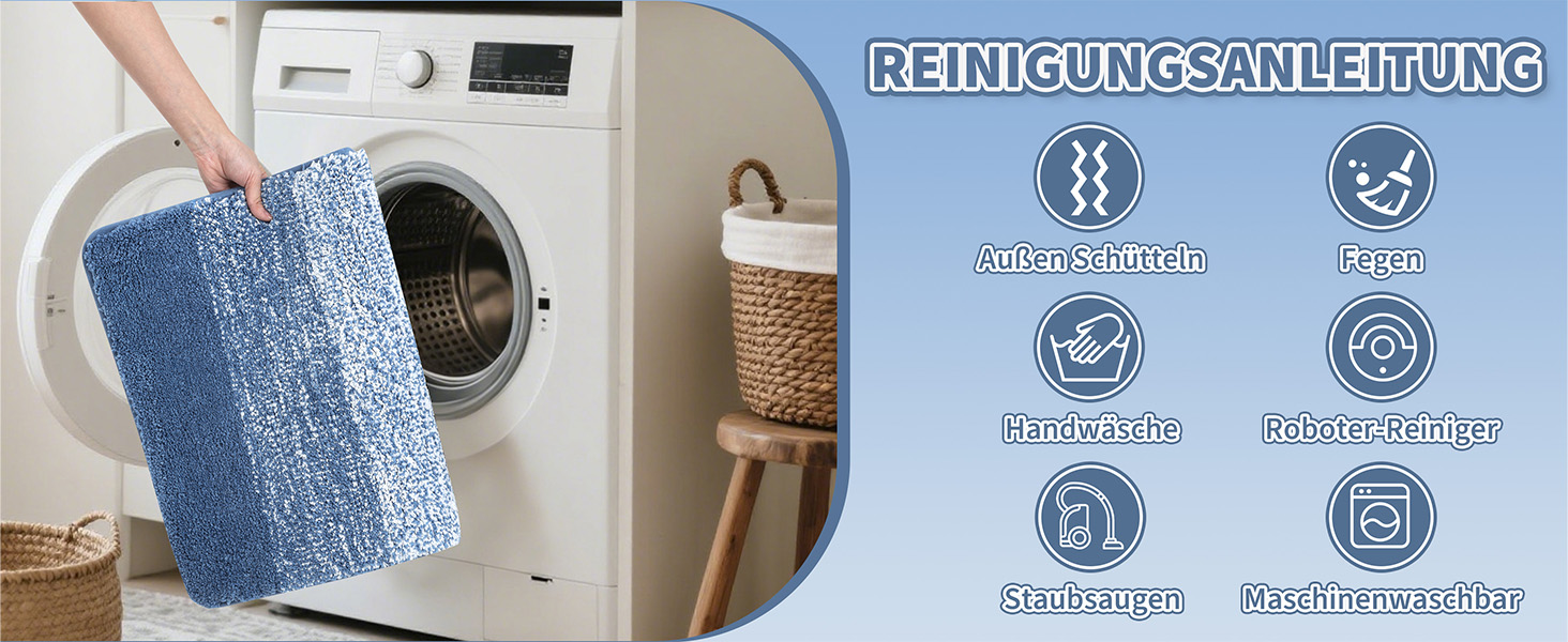 Набір килимків для ванної кімнати: душовий килимок, килимок для туалету, килимок для ванної (блакитний, 50x80 + 50x60 см)