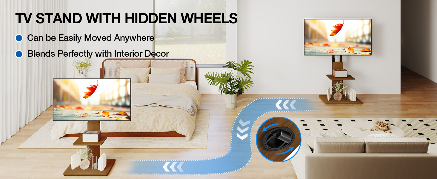 Підставка для телевізора TVON: мобільна, з регулюванням висоти, для 32-70 дюймів, до 45 кг, VESA 400x400 мм