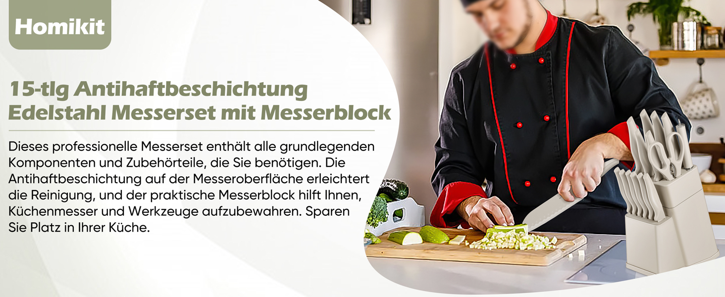 Набір ножів Homikit з підставкою: 6 стейк-ніжів, кухонні ножі, ніж для заточування, нержавіюча сталь, кухонний аксесуар