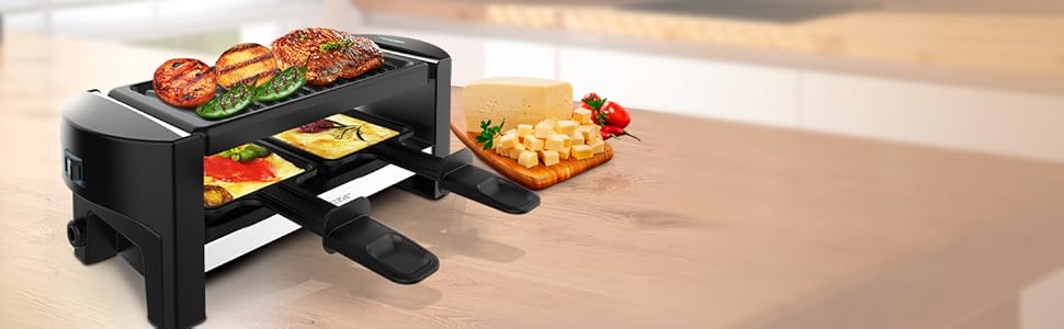 Ракета гриль Cecotec Holz 8200 з набором форм для фондю та гриля, 1200 Вт, антипригарне покриття, регулювання температури, знімне виконання (дерево, AllStone)