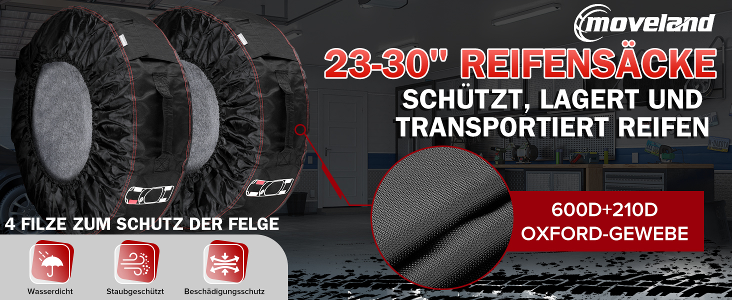 Набір чохлів для шин Moveland 4 шт. - Захист від бруду та вологи (23-30 дюймів)