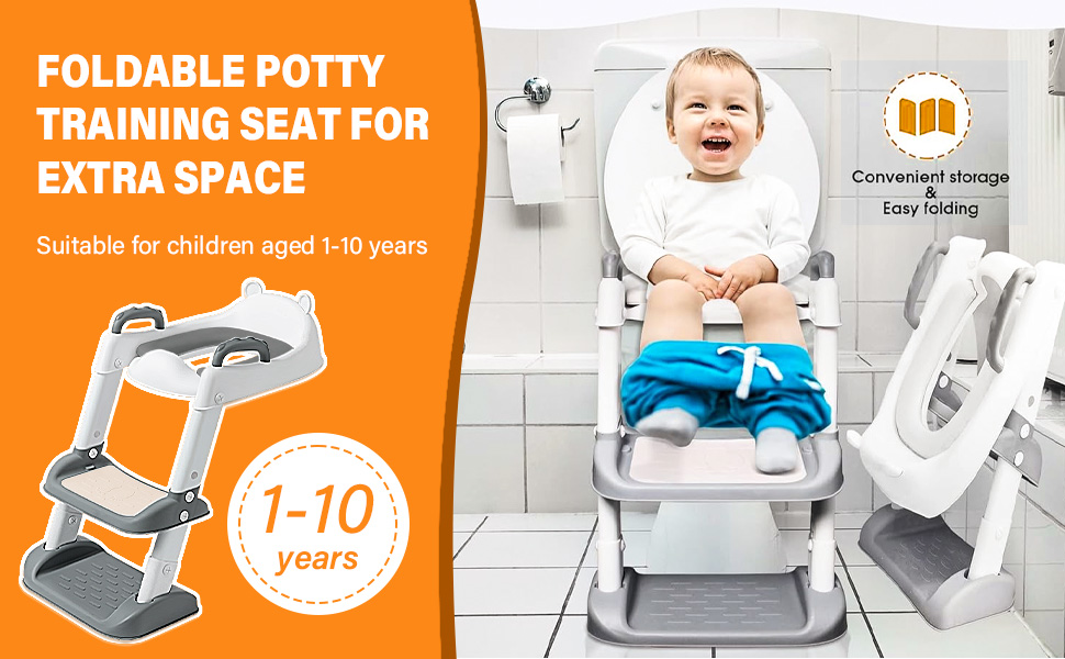 Унітаз дитячий з драбинкою та сидінням-тренажером 2-в-1, регульований, антиковзний, для хлопчиків та дівчаток