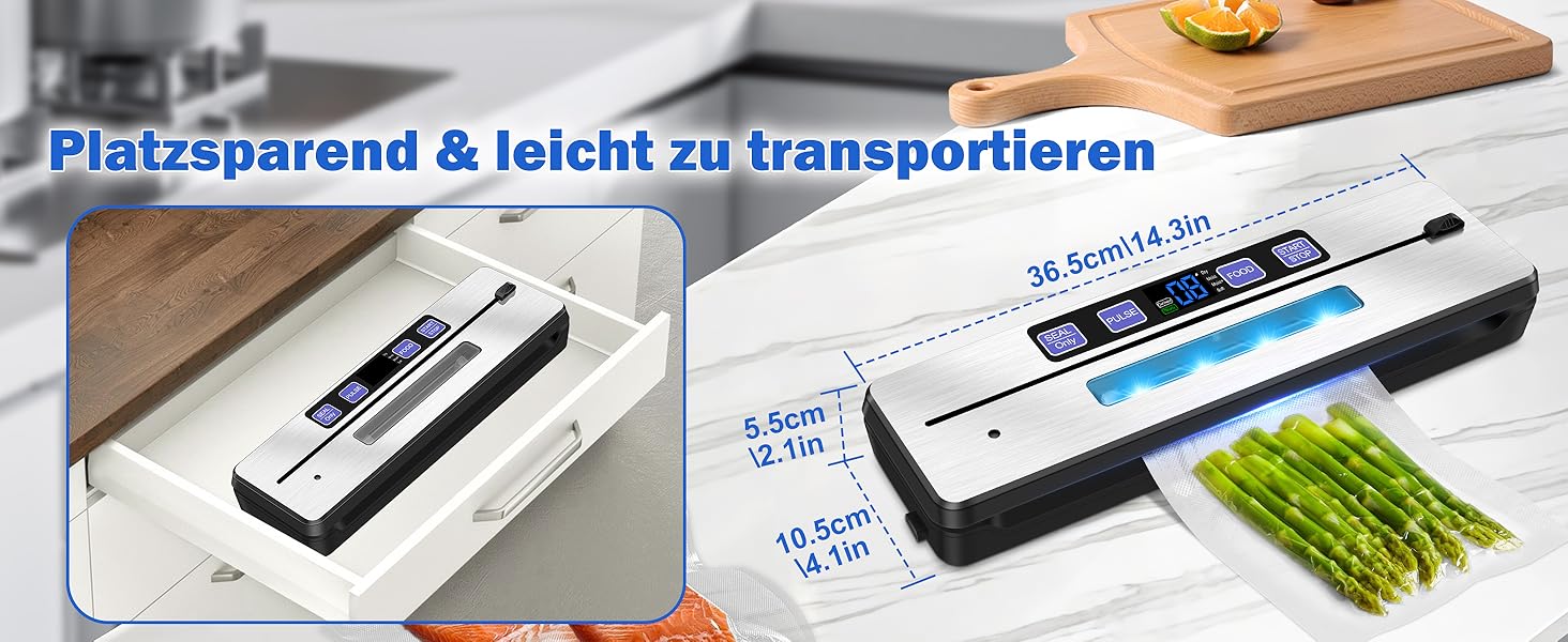 Вакууматор для продуктів 7 в 1 з подвійним швом, професійний вакуумний пакувальник з цифровим таймером, вбудованим різаком та 50 пакетами, сріблясто-чорний