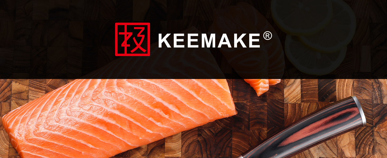 KEEMAKE Набір професійних кухонних ножів Santoku 18 см з карбонової сталі, ергономічна ручка