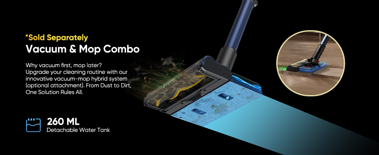 Акумуляторний пилосос Vexilar Leichter 50Kpa, 50хв, 450W, LED-дисплей, 6-в-1 для килимів, підлоги, шерсті тварин, авто, синій