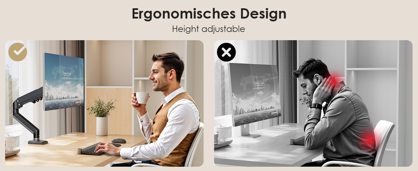 Кріплення для монітора OffiGo: підходить для моніторів 15-32 дюймів, вантажопідйомність до 9 кг, VESA 75/100 мм, чорний