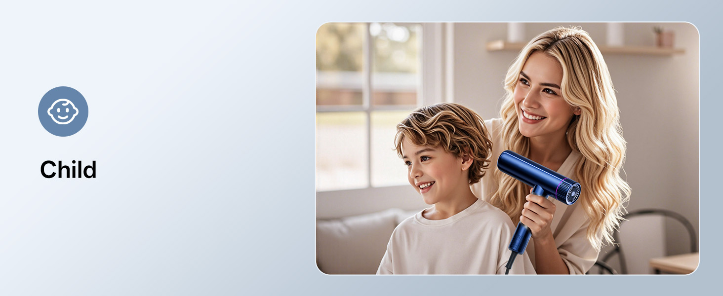 Професійний іонізаційний фен для волосся CONFU 1700W, складаний фен з магнітним диффузором та стилізуючою насадкою, низький рівень шуму, синій