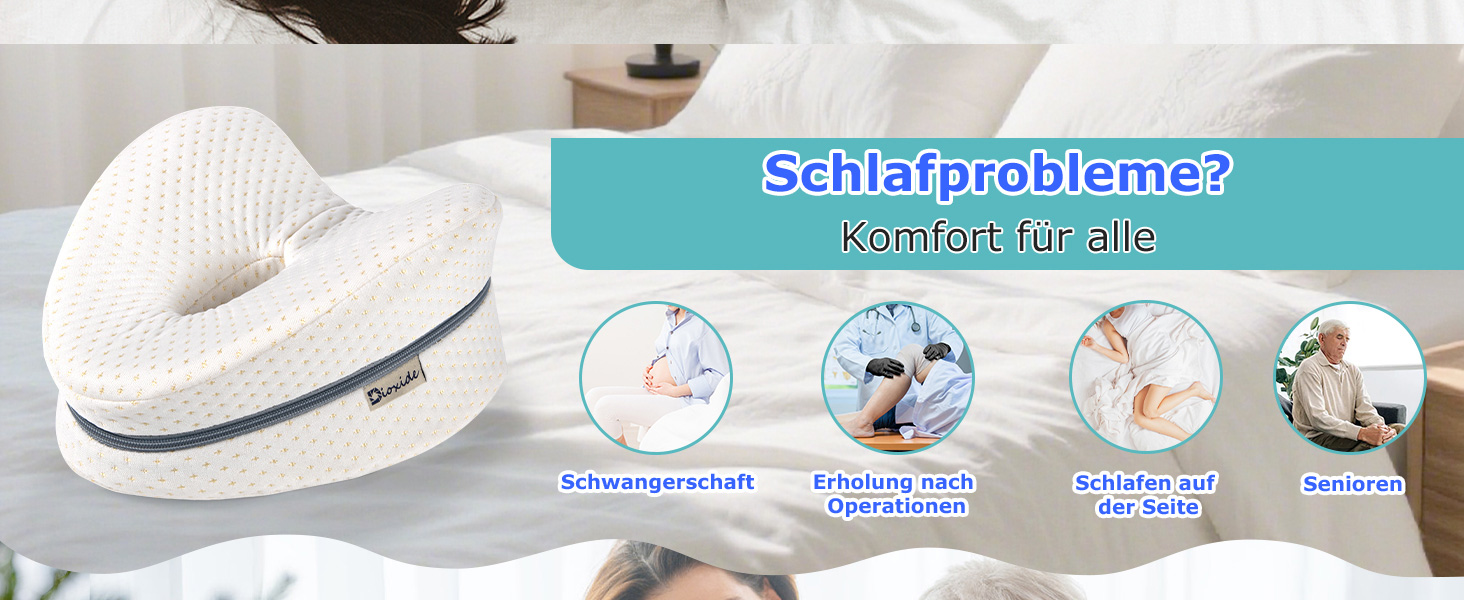 Подушка для ніг та стегон Dioxide для тих, хто спить на боці, з memory foam. Підтримка ніг, колін, стегон, спини та для вагітних. Білий колір.