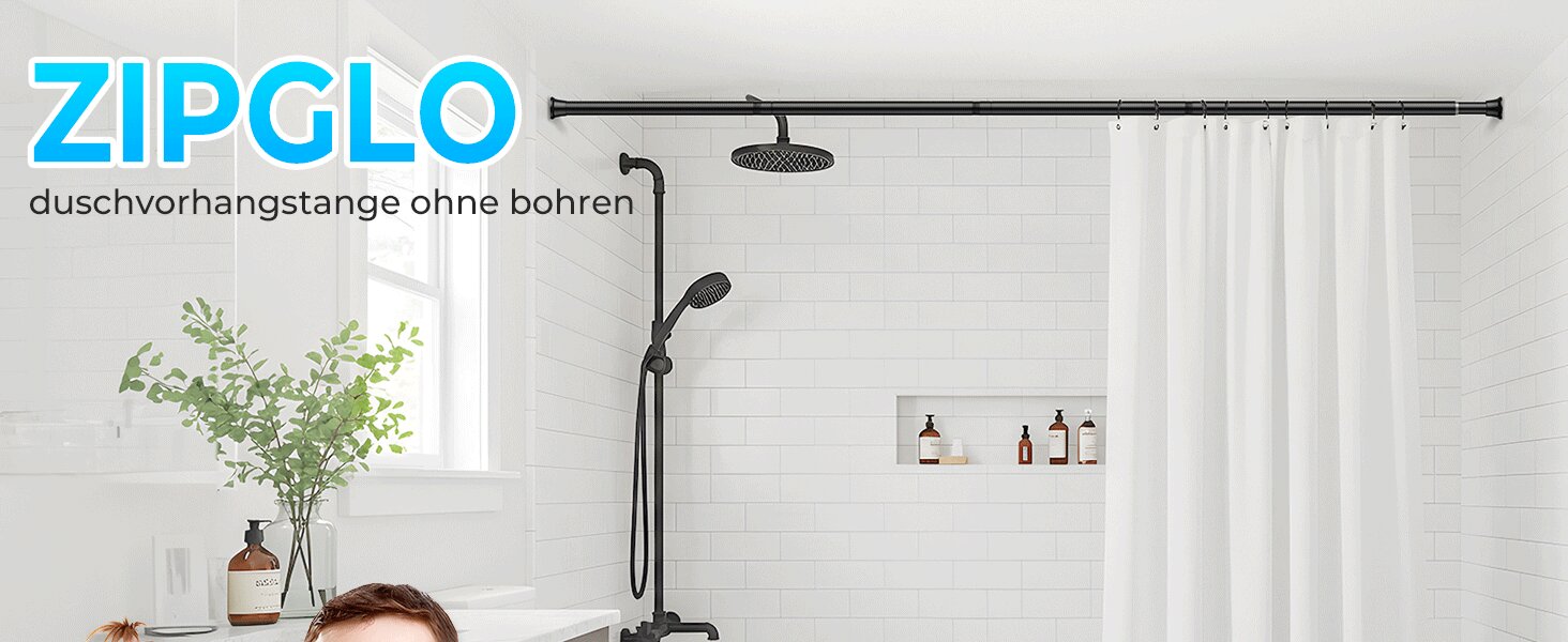 Набір з 2 штук штанги для карниза без свердління, 76-165 см. Підходить для душу, вікна, кухні, шафи. Чорний колір.