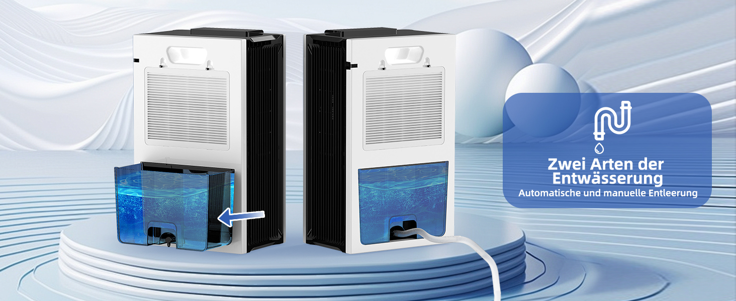 Електричний осушувач повітря 2700 мл з фільтром, тихий (28 дБ), з нічним режимом та 7 кольорами, білий