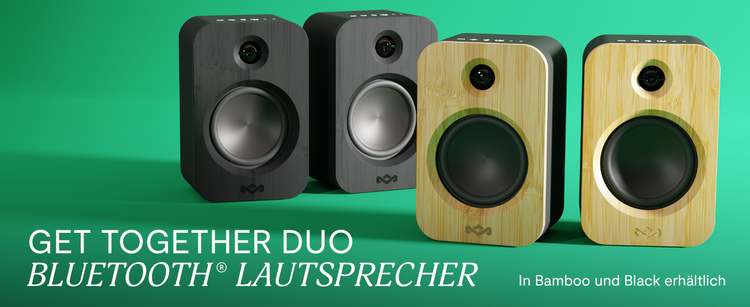 Динамік Bluetooth House of Marley Get Together Duo, бамбук, стійкий, 25 годин автономної роботи, чорний