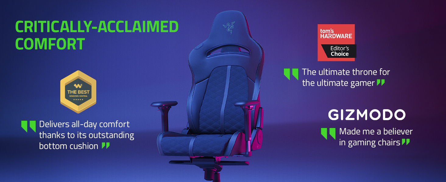 Геймінговий крісло Razer Enki - комфорт на весь день (інтегрований поясничний вигин, реактивна регулювання нахилу, широке сидіння, екологічна штучна шкіра) Зелений | Razer Enki Standard Green