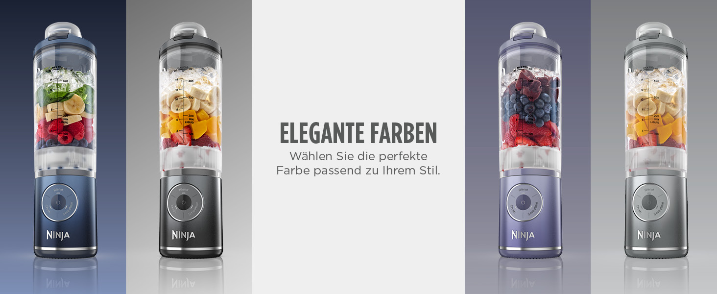 Портативний блендер Ninja Blast Max - 570 мл, акумуляторний, з чашею та кришкою, 3 функції, для смузі та протеїнових коктейлів (Marineblau)