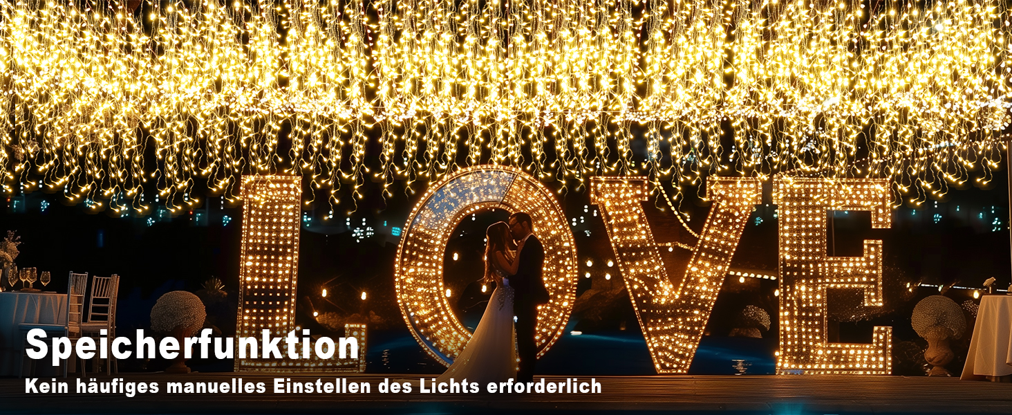 Світлодіодна гірлянда-завіса Eisregen 624 LED (10м, теплий білий) з таймером та 8 режимами, водонепроникна IP44 для вулиці та дому