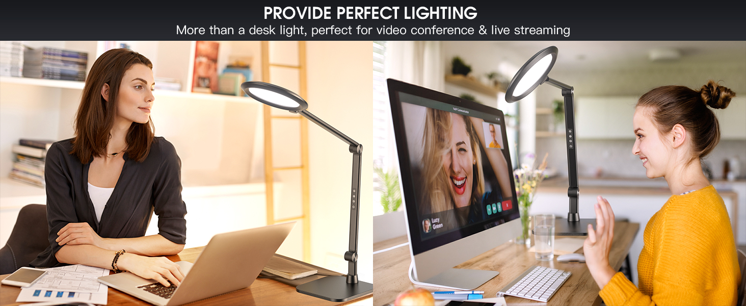 LED лампа VERSKI для дому та офісу з пультом, для відеоконференцій Zoom, з регулюванням яскравості та кольорової температури, 18W, чорна